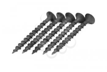 black screws isolation on a white background 