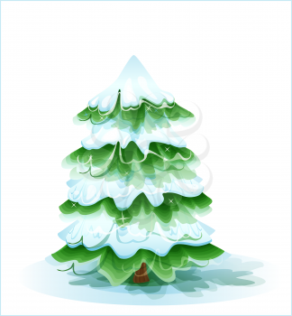 Royalty Free Clipart Image of a Snow Covered Tree