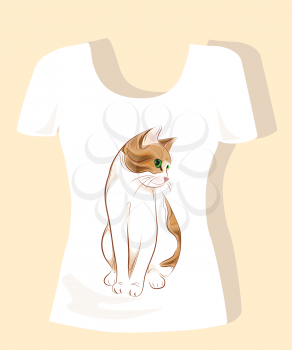 t-shirt design  with ginger cat