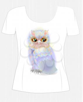 t-shirt design  with  fairytale owl. Design for women's t-shirt