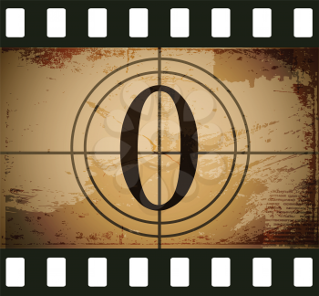 Royalty Free Clipart Image of a Grunge Film Countdown