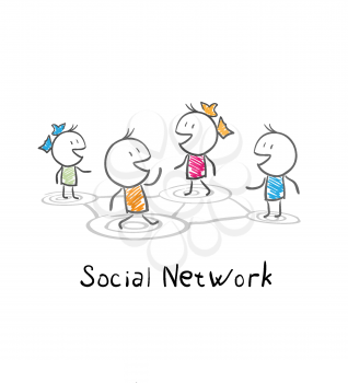 Community people. Conceptual illustration of the social network