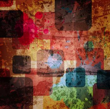 squares on the grunge wall, abstract vector background