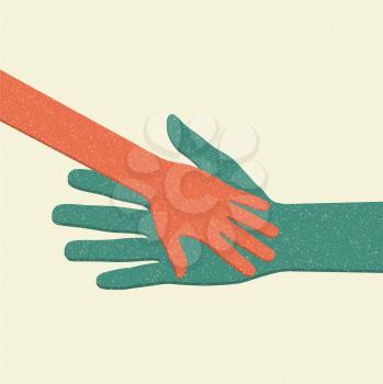 Helping hands. Adult Care about child. Vector illustration.