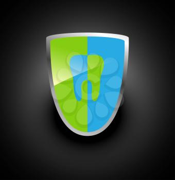 Shield with an image of a tooth
