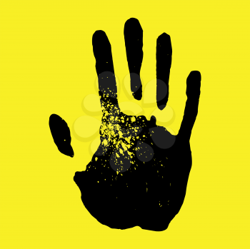 Handprint on a yellow background