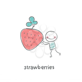 Man and strawberries