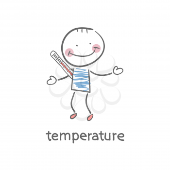 Man measures the body temperature. Illustration.