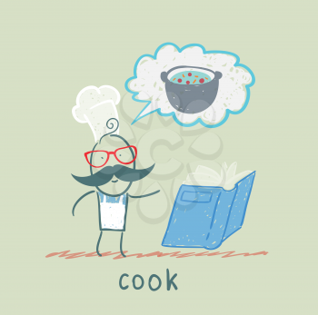 cook reads soup recipe