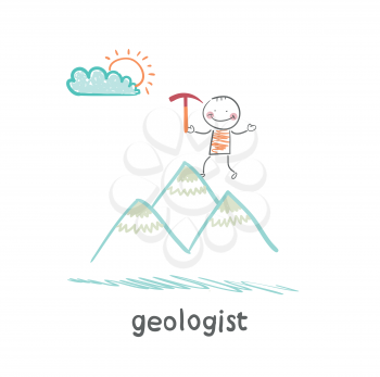 geologist stands on the hill