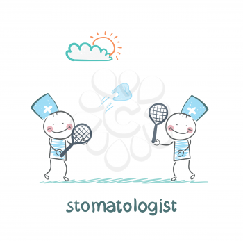 stomatologist playing badminton tooth