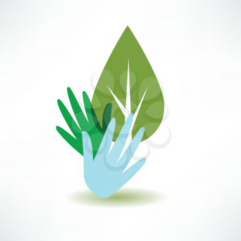 hands and abstract eco tree icon
