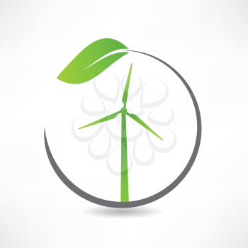 green ecological windmill icon