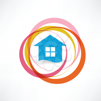 House and abstract circles icon