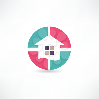 house on a background circle element icon