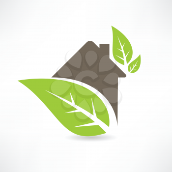 Eco house concept green leaf icon
