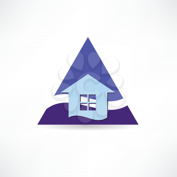 blue triangle and the house icon