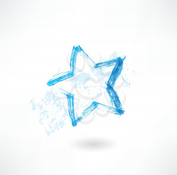 Blue star grunge icon