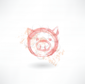 Pig's head grunge icon
