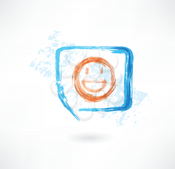 Smile in speech bubble grunge icon