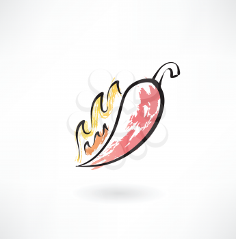 hot pepper grunge icon