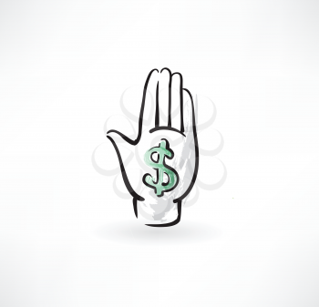 hand and dollar grunge icon