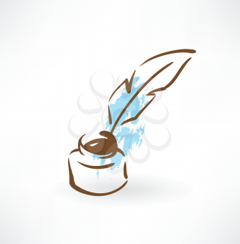 feather and inkwell grunge icon