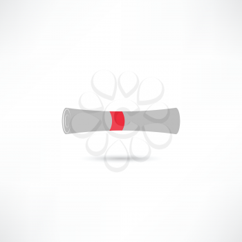 roll paper with red ribbon icon