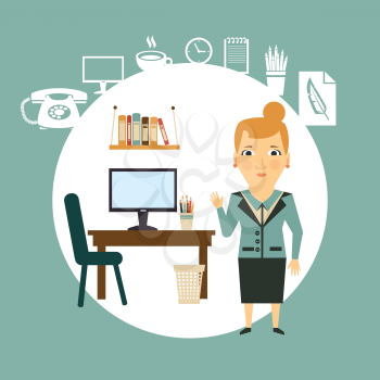 secretary on a workplace illustration