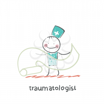 traumatologist holds a bandage