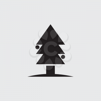 Christmas tree isolated on a white backgrounds, vector illustration