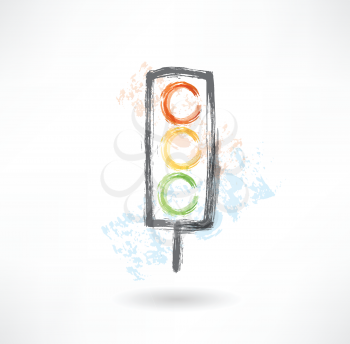traffic light grunge icon.