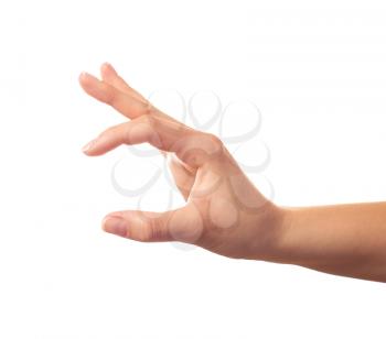 Human hand keeping something with two fingers