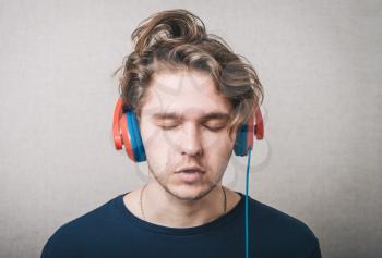young man listening music