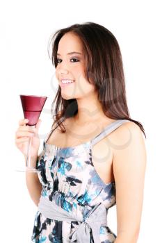 Beautiful woman holding a cup of martini