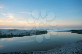 Sunrise in the beach and lake