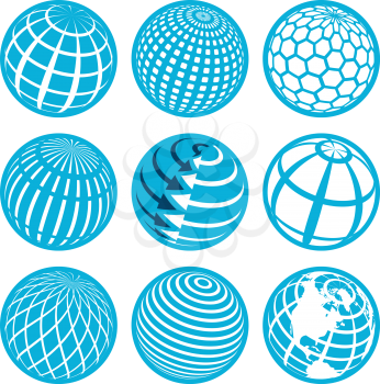 Royalty Free Clipart Image of Blue Globes