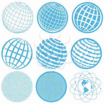 Royalty Free Clipart Image of Globe Icons