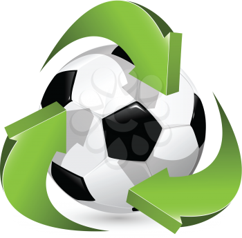 Royalty Free Clipart Image of Arrows Around a Soccer Ball