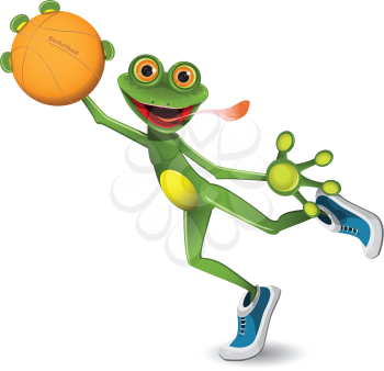 Royalty Free Clipart Image of a Frog or Playing Basketball