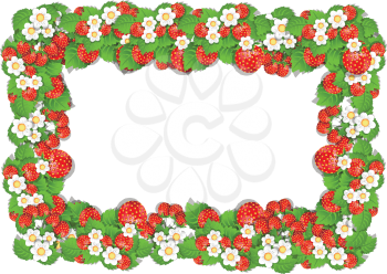 Floral Frame with red Flowers and Strawberry