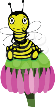 Stock Illustration Cute Little Bee on a White Background