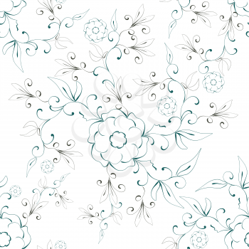 Stock Illustration Abstract Floral Seamless Pattern on a White Background