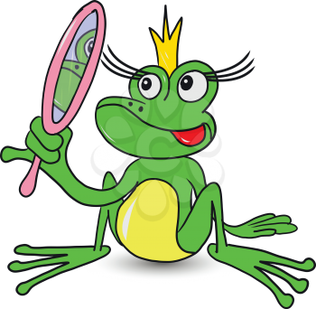 Illustration Frog Fairy Princess with a Mirror