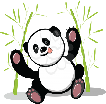 Stock Illustration Cheerful Little Panda on a White Background