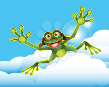 Stock Illustration Frog Flying in the Clouds