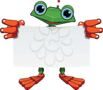 Stock Illustration Frog Robot with White Sheet on a White Background