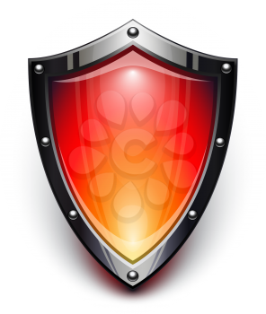 Royalty Free Clipart Image of a Red Security Shield
