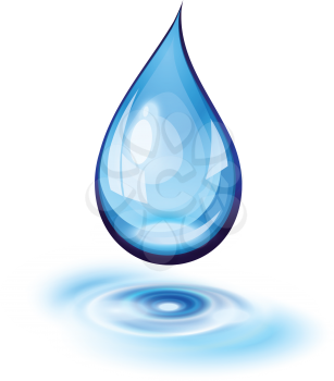 Royalty Free Clipart Image of a Water Drop and Ripples