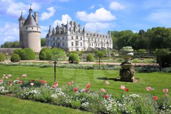 Chenonceau Castle view from the gardens, Loire Valley, France